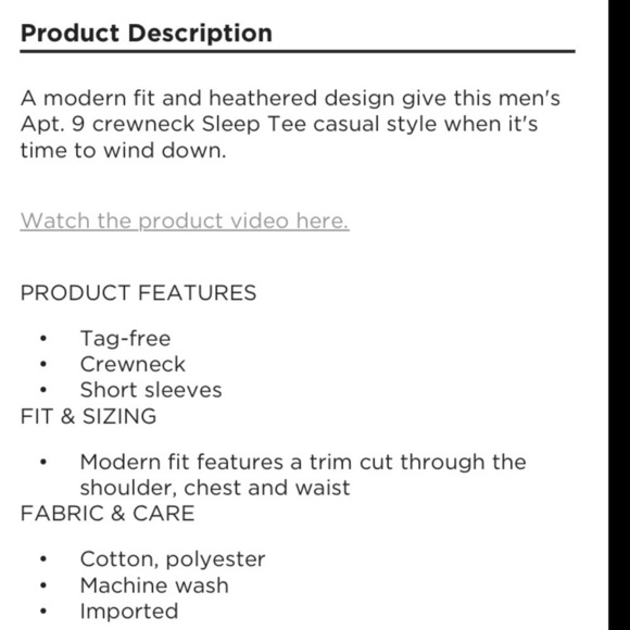 Apt 9 premiere flex sleep tee Men’s size Small modern fit gray/white marled - Picture 10 of 13